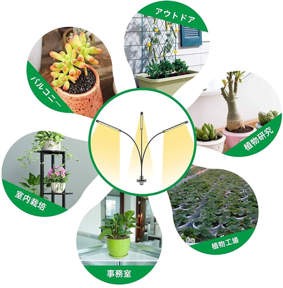 Amazon | 植物育成ライト，日光色 13W 80LED 植物ライト 4ヘッド